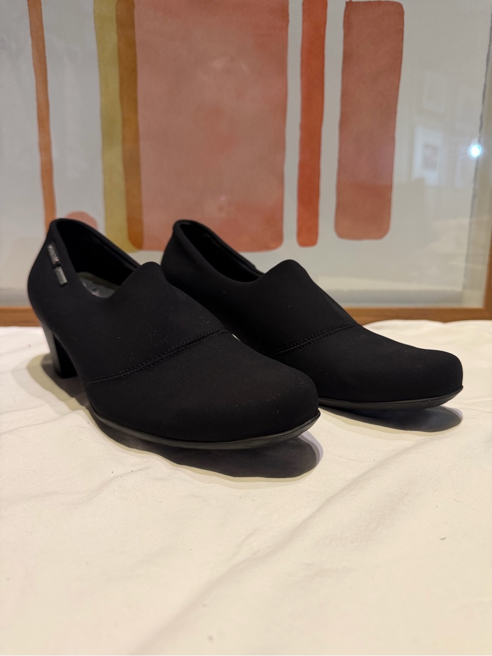 Mephisto Air-Relax GORE-TEX Block Heel Shootie Pump Black Stretch Sz 8.5